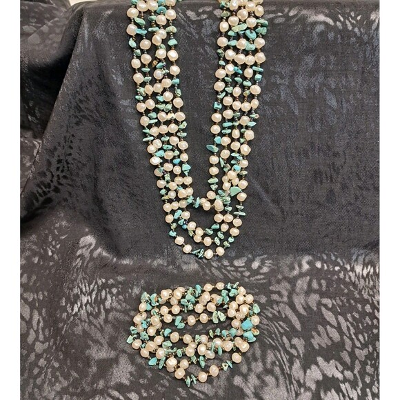 garold c miller Jewelry - Garold C Miller GCM Multi Strand Faux Pearl Turquoise Bead Necklace & Bracelets